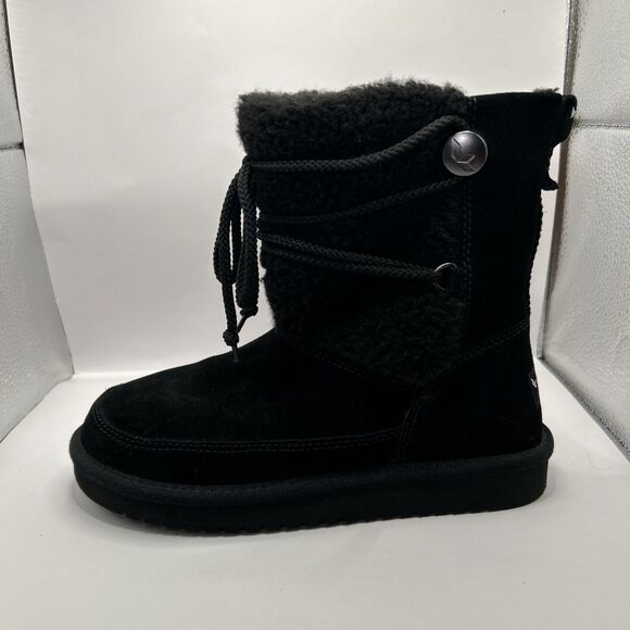 Koolaburra UGG Michon Black Suede Shearling Winter Boots Women’s 6 STORE MODEL - Picture 2 of 16